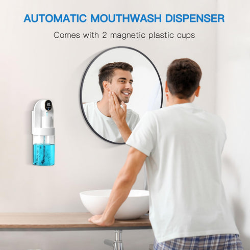 Surfpoo 21.12 oz(600 ml) 2 4 Upgraded Automatic Mouthwash Dispenser for Bathroom, Touchless Smart Mouth Wash Dispenser