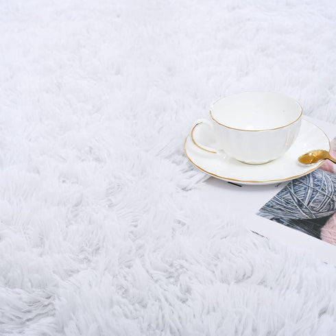 ISEAU Super Soft Fluffy Rugs Shag Area Rug for Bedroom Living Room Fuzzy Mat Plush Anti-Slip Carpets (3ft x 5ft, White)