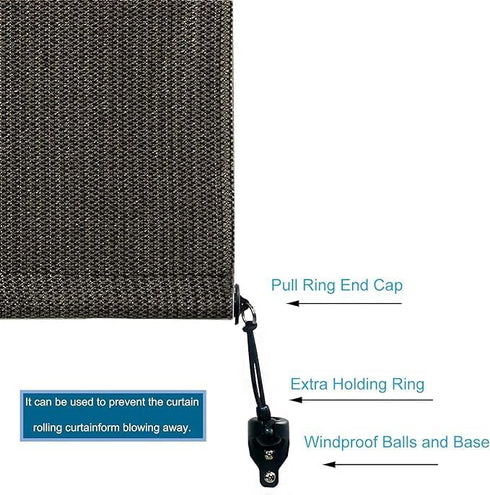 Sun Shade Parts Bungee Kit and End Cap, Weather Resistant for Coolaroo Exterior Roller Shade, Outdoor Blinds, 2 Sets