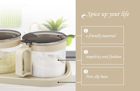 Set TENTA TENTA KITCHEN Gourmet Seasoning Box with Serving Spoons, Spice Jar Condiment Cruet Bottle, Kitchen