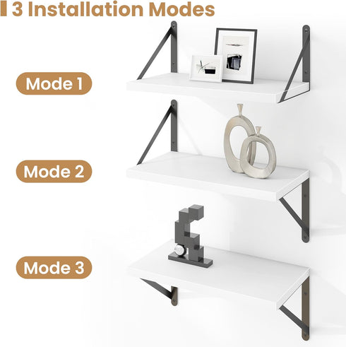 Heimlove Set 3,Light Floating Shelves for Wall of Wood Wall Mounted Bookshelf Decorative Shelf for Living Room Bathroom