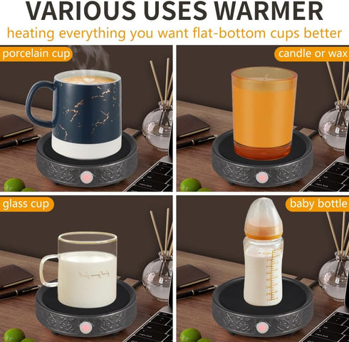 Mug Warmer for Desk, Auto Shut Off Coffee Cup Warmer, Candle Warmer Plate with Timer (2h/4h/8h), Black.