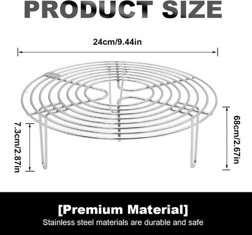 Round Steamer Rack and Cooling Rack,Stainless Steel Pot Trivet, Cooking Rack,Wire Steamer Kettle Rack Holder, Air Fryer Cooking Steamer Rack for Baking Canning Cooking Steaming, 9.5''X2.8''…