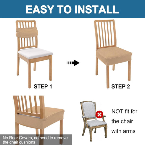 Set 2, Smiry Waterproof Seat Covers for Dining Room Chairs of Stretch Jacquard Removable Washable Chair Seat Slipcovers