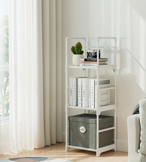 3 FIDUCIAL HOME Tiers Small Bookshelf for Small Spaces White Mini Short Book Shelf Low Open Bookcase Easy Assemble