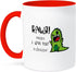 3dRose 11oz Two Tone Red Coffee Mug - Rawr Means I Love You in Dinosaur Design