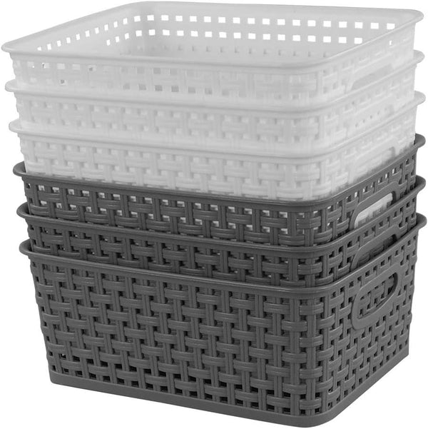 Idomy 6-Pack Plastic Storage Bins, Rectangle