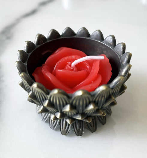 Rose Tealight Candles, 12 Pieces Handmade Delicate Flower Candles with 100PCS Silk Rose Petals for Weddings,