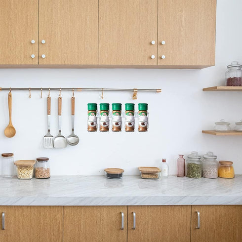 40 Spice Gripper Clips, 8 Strips for Holding 40 Plastic Heavy Jars Bottles in Cabinet Door