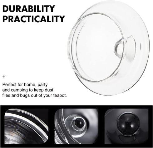 2-Pack Clear Glass Teapot Replacement Lids with Strainer Cover for Home Kitchen Teapots and Teacups