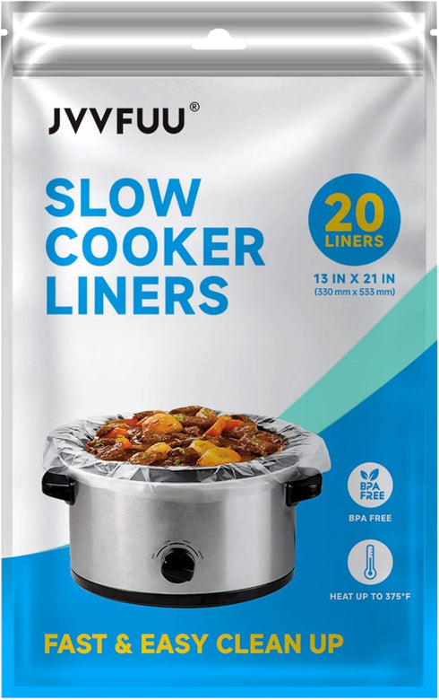 Slow Cooker Liners 3-8 Quart, Large Size Cooking Bags 13"x 21", Disposable Oval Bags for Crock Pot (20)