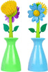 JANKOW Long Handle Vegetable and Fruit Brush, Florganic Dish Brush with Vase, Long