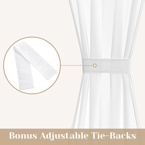 HOMEIDEAS Non-See-Through Sidelight Curtains, 2 Panels Privacy Semi Sheer Door Window Curtains, White