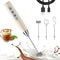 Beige Milk Frother Wand for Coffee, Handheld Electric Whisk with 3 Heads, 3 Speeds Drink Mixer for Latte, Cappuccino