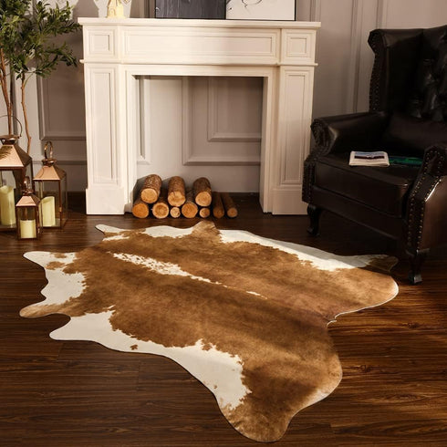 BENRON Premium Faux Cowhide Rug, Cow Print, Rustic Western Rugs for Living