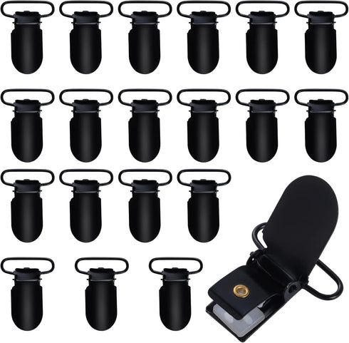 Marrywindix 20pcs 1" Black Suspender Clips, Metal Holder Clips for Mattress Pad Cover, Sofa Cushion
