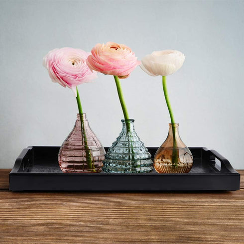 MDLUU Plastic Serving Tray, Ottoman Tray with Cutout Handles, Rectangle Butler Tray for Breakfast in Bed, Coffee Table