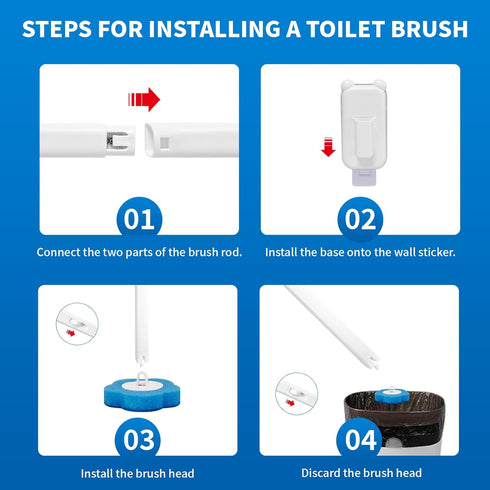 48 Disposable Toilet Brush with Refills,Toilet Cleaning Supplies,Toilet Wand Brush Starter Kit,Wall Mounted Toilet Bowl