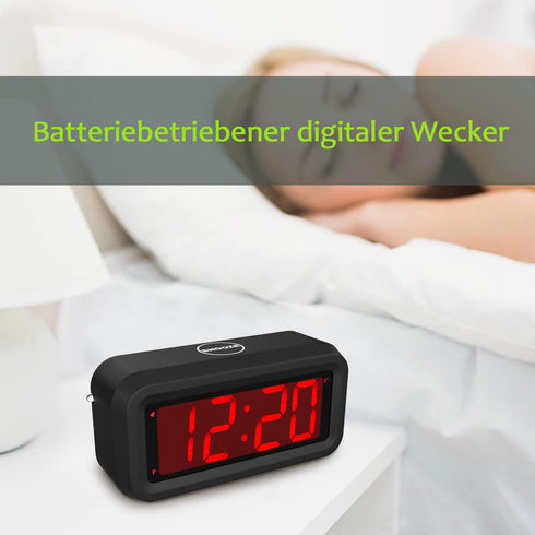 Digital Alarm Clock, Small Wall Clock, Battery Operated with 1.2" LED Large Display, for Bedroom/Desk