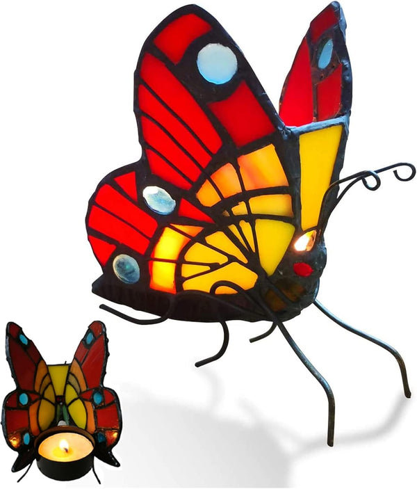 Tiffany Candle Holders Stained Glass Butterfly Table Centerpieces Tealight Holder Night Light
