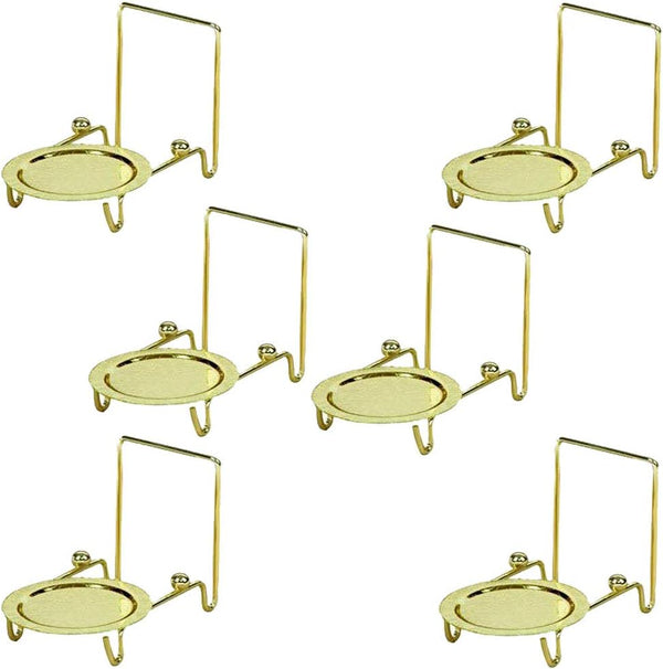 HOHIYA 6pc Cup and Saucer Display Stand Tea Holder Rack for China Teacup, Coffee Mug Organizer, Gold Etched Base