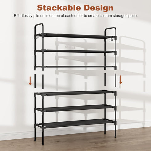 Closet, 12-16 5 Long Shoe Rack for Pairs Stackable Shoe Organizer, Shoe Shelf Storage for Sneakers & Boots Shoe Storage