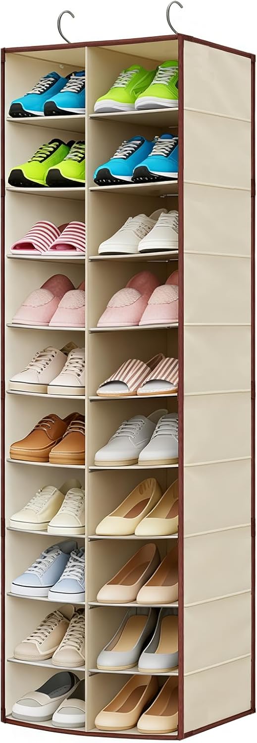 Pcaelin Hanging Shoe Organizer for Closet - 20 Wider Sections Closet Shoe Storage
