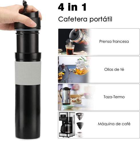 Dioche 350ml Portable Tea Coffee Maker, Drinking Water Cup Mug for Travelling, Black