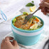 CARTINTS 950ml Collapsible Bowls - Silicone Food Storage Containers with Lids for Travel and Camping (Blue)
