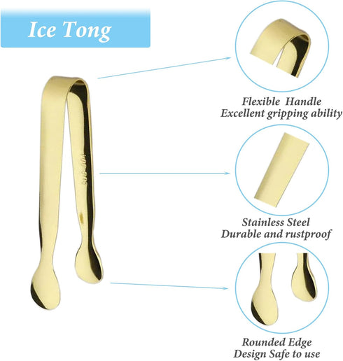 6PCS Mini Ice Tongs, 4.25 Inch Sugar Tongs for Serving Food, Kitchen Tongs for Appetizers, Tea Party, Coffee Bar