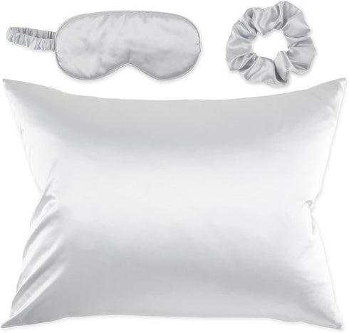 Bucky At Home Spa Collection, Silk-Like Satin Sleep Set, 5 Piece Set in Silver