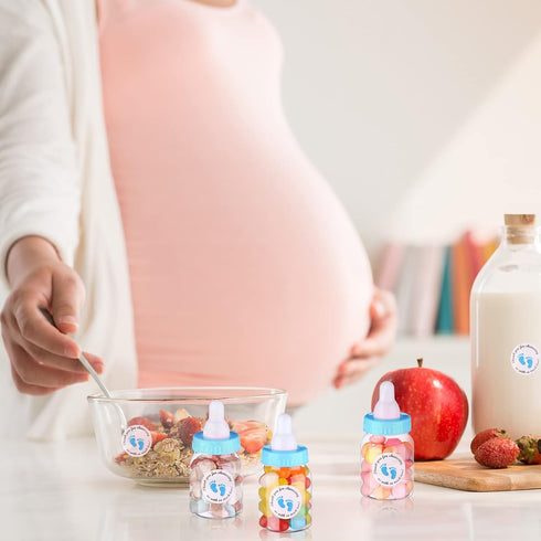 PINKXHY 62 3.5 Inch 500 Pcs Baby Mini Milk Bottle Baby Shower Favor with Adhesive Thank You for Showering Stickers