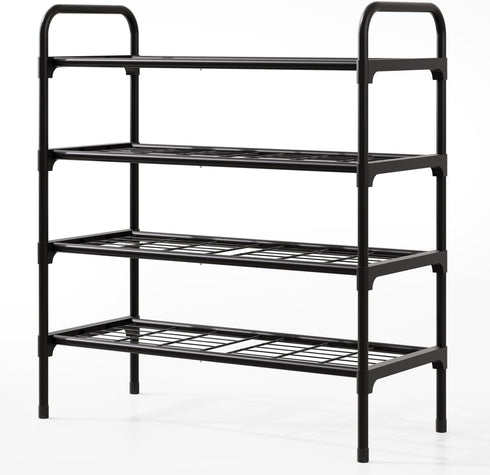 Tujurich 4-Tler Closet Shoe Rack Organlzer, Rustproof lron, Spaclous Shoe Storage Shelf for or Entryway, Fits Sneakers