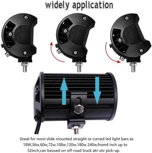 LED Light Bar Slide Mounting Bracket - 2PCS Universal Adjustable Side Bracket Kit for Light Bar Work Lights