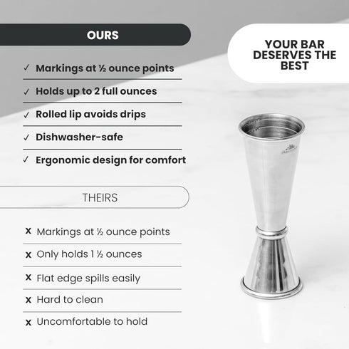8 304 1 A Bar Above Premium Japanese Jigger, with Measurements Inside, Professional and Heavy-Duty, Stainless Steel