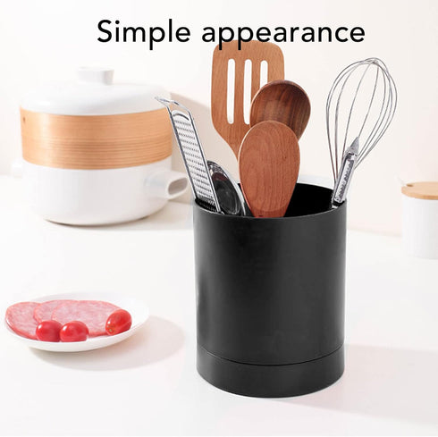 360 Degree Rotatable Large Kitchen Utensil Holder, Anti Slip Durable PP Chopstick Basket for Home Kitchen (Black)