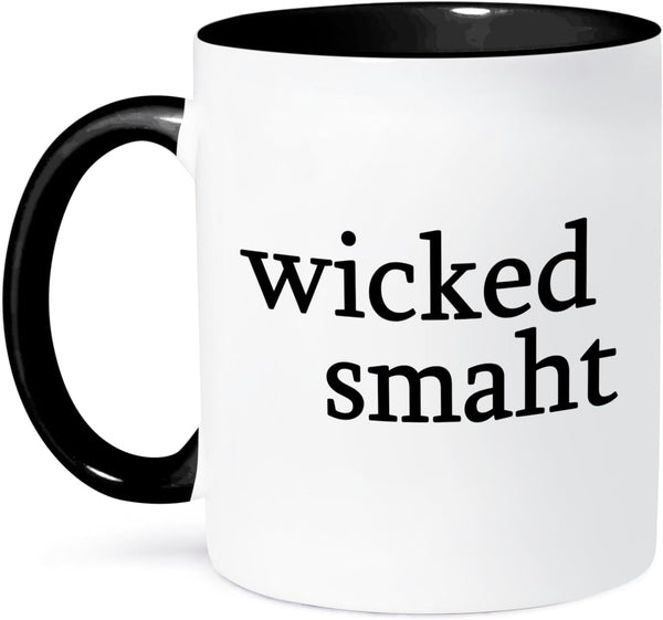3dRose Wicked Smaht Black - Two Tone Black Mug, 11oz