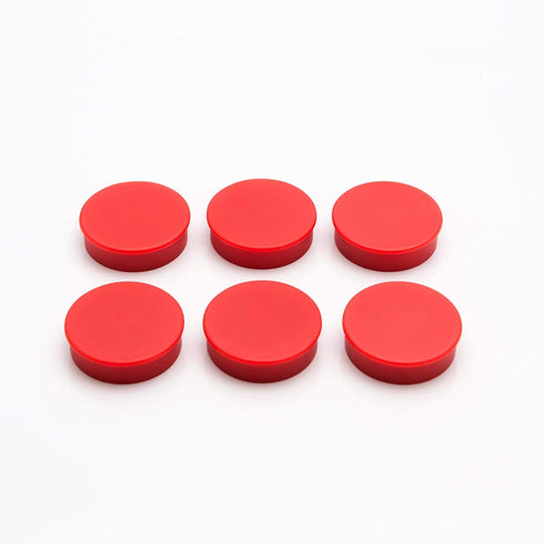 Bullseye Office 24 Round Red Fridge Magnets, Small Colorful Magnetic Discs for Kitchen or Classroom