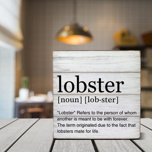 Dumyum 5 5 Inches Lobster Definition Decor Lobster Definition Wooden Box Sign Rustic Desk Decorative Wooden Sign Home