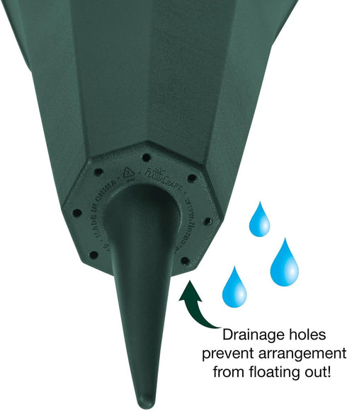 FloraCraft Affinity Green Plastic Cemetery Vase with Permanent Spike, 4.4 inch x 12.75 inch