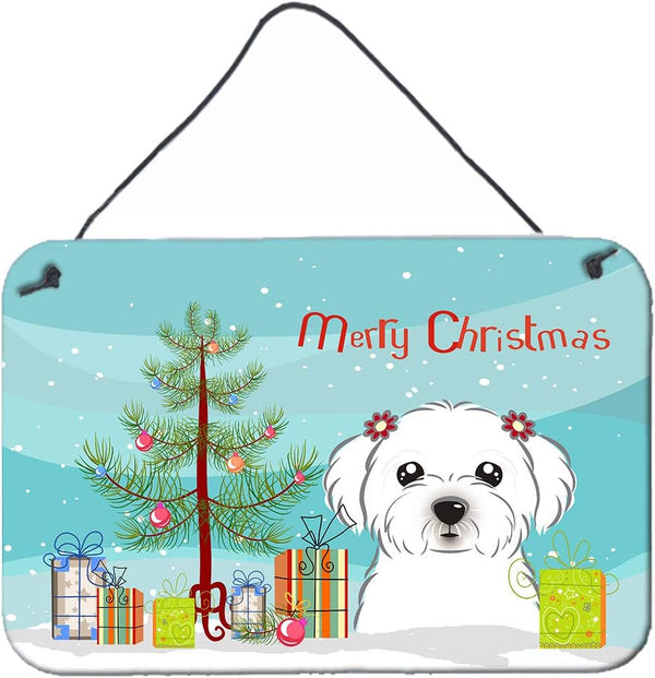 Caroline's Treasures Christmas Tree and Maltese Wall or Door Hanging Prints, 8x12 Aluminum Metal Sign, Multicolor