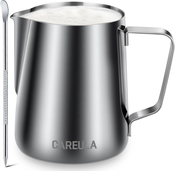 12oz Stainless Steel Milk Frothing Pitcher, Coffee Bar Accessories for Cappuccino Espresso Machine, Metal Jug