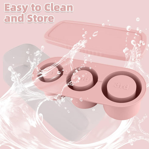 Fu Store Ice Cube Tray for Stanley Cup 30-40 oz Tumbler, 3pcs Silicone Molds with Lid and Bin (Pink, 40 oz)