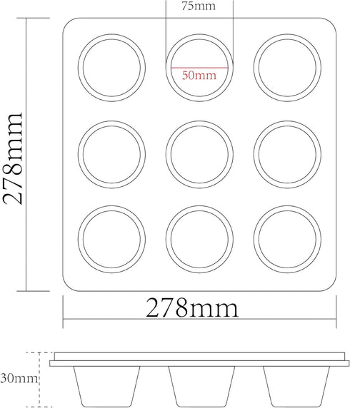 Carbon Steel Nonstick Muffin Pan, 9-Cup Bakeware