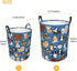 Cute Dogs Blue Round Laundry Hamper, Storage Basket for Toys, Clothes Organizer Bin for Home
