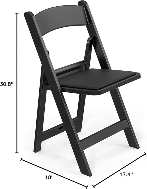 Set 1, (1, VINGLI Black Resin Folding Chair with Padded Cushion, of Plastic Foldable Seat for Indoor & Outdoor Use