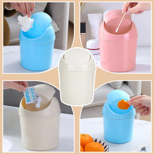 DIBALIYI 3 Countertop 270 3 Pcs Mini Trash Can with Lid, Small Desktop Trash Can, Tiny Garbage Cans with Trash Bags