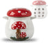 dgudgu Mushroom Garlic Keeper For Counter Ceramic Garlic Container Red Storage Holder Garlic