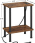 2-Tier UTBT105F VIMBER Side Table with Charging Station, End Tables with USB Port and Outlets, Nightstands with Storage