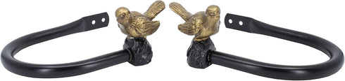 Meriville Set of 2 Decorative Bird Window Curtain Holdbacks for Draperies, Renaissance Gold